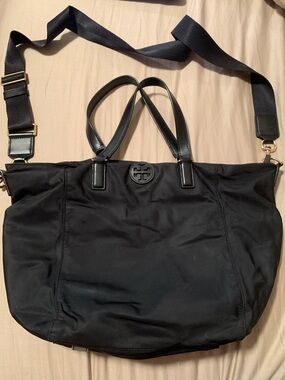 Tory Burch Black Nylon Tote with Removable and Adjustable Strap